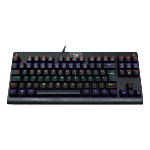 Teclado gamer Redragon Dark Avenger K568 QWERTY español color negro con luz rainbow