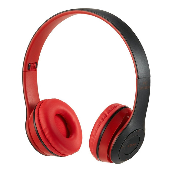 Auriculares Bluetooth Memoria Sd Radio Celular Tablet Atrix® Color Rojo