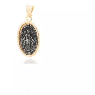 Medalla Virgen De Los Rayos Enchapado En Oro 18k Y Peltre 