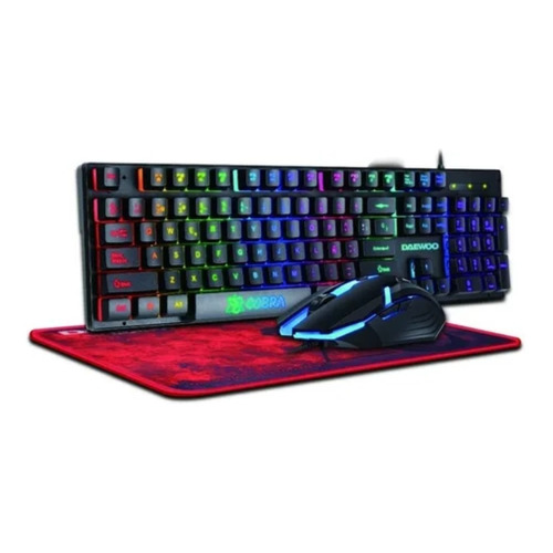 Kit Gamer Daewoo 4 En 1 Color del mouse Negro Color del teclado Negro