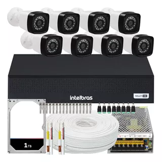 Kit 8 Câmeras Segurança Infravermelho Dvr Intelbras 8c 1 Tb