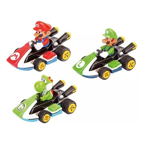 Carritos Mariokart Pullspeed De Fricción Pack De 3 Carrera Color Verde
