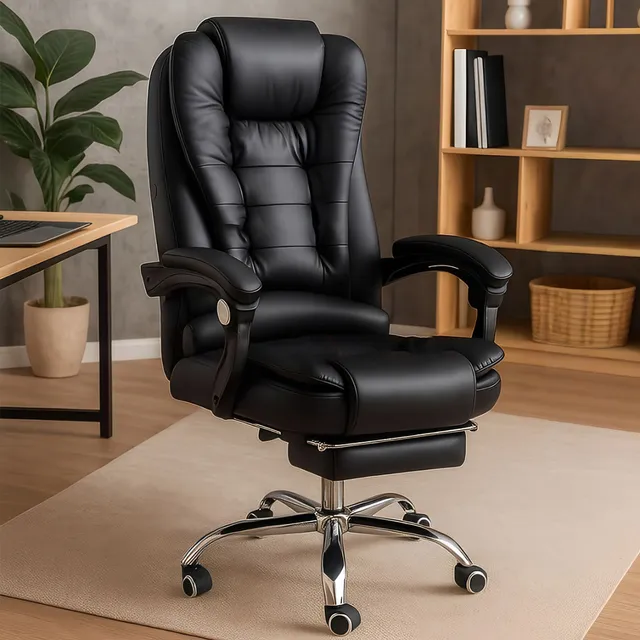 Cadeira Escritorio Diretor Ergonômica Reclinável Apoio Pés