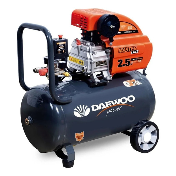 Compresor de aire eléctrico portátil Daewoo Dac Series DAC50D monofásico 50L 2.5hp 220V 50Hz gris/naranja
