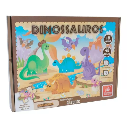 Jogo 4 Quebra Cabeça Dinossauros Infantil C/ 12 Peças - Decoraset.com