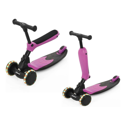 Patin Prinsel Scooter Design 2 En 1 Ajustable Luz Color Rosa