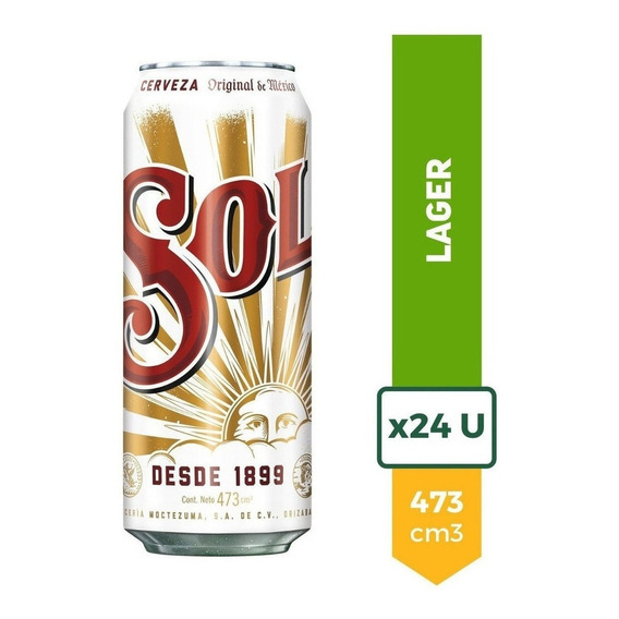 Cerveza Sol Rubia Lata 473ml Pack X24 La Barra Oferta