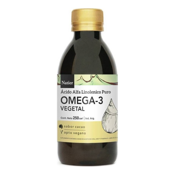 Natier Omega 3 Vegetal Puro Bebible Colesterol Triglicéridos Sabor Cacao