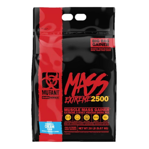 Gainer Mutant Mass Xxxtreme 2500 20lbs Ganador Peso Proteina Sabor Coockie & Cream