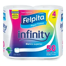 Papel Higiénico Felpita Infinity Doble Hoja 50 M Pack 4 Rollos