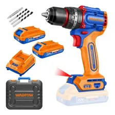 Taladro Percutor Atornillador Wadfow 20v Motor Sin Carbones Bl, Mandril 13mm, Maletin, 2 Baterias Y Cargador Azul 50 Hz