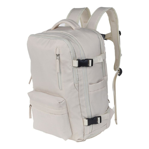 Mochila De Viaje Deportiva Casual Espaciosa Beige Kuzler Diseño De La Tela Liso