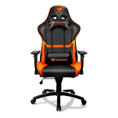 Silla de escritorio Cougar Armor gamer ergonómica  negra y naranja con tapizado de cuero sintético