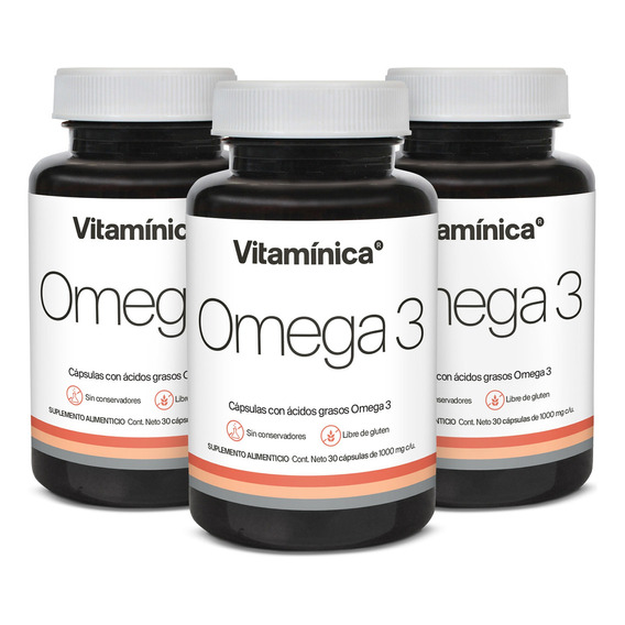  Pack X3 Omega 3 Vitaminica 1000 Mg En Capsulas Sabor Sin Sabor