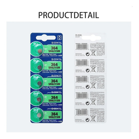 5 Pilas Sony 364 - Sr621sw - 1.55v - Ag1 - Lr621 - 621