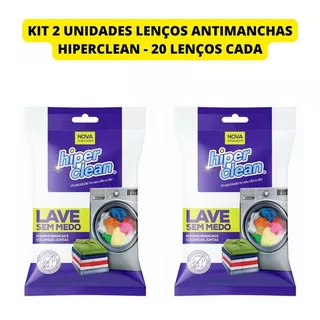 Kit 2 Un Lenço Antimanchas Lave Roupas Coloridas Hiperclean