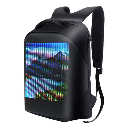 Mochila Con Pantalla Led De Moda, Impermeable A Todo Color Color Negro Diseño de la tela Hecho de tela impermeable de alta calidad protege tu pantalla led en días de lluvia