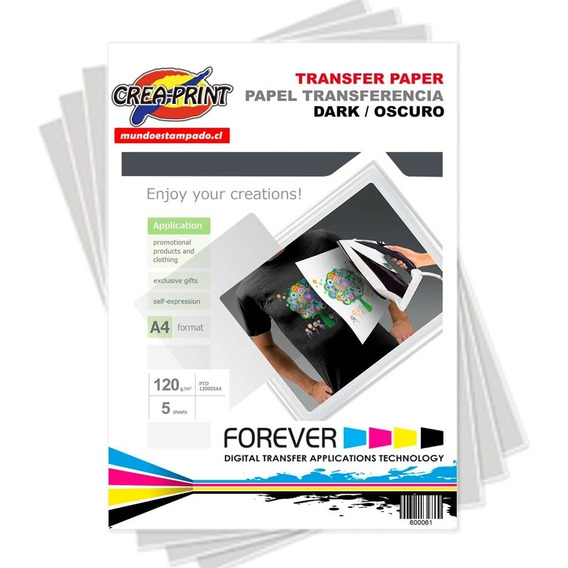 Papel Transfer Dark, Prendas Oscuras 15 Hojas