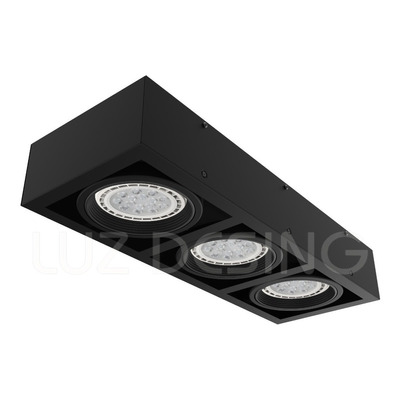 Plafon 3 Luces Ar111 Cardanico Negro Apto Led 220v Aro Móvil