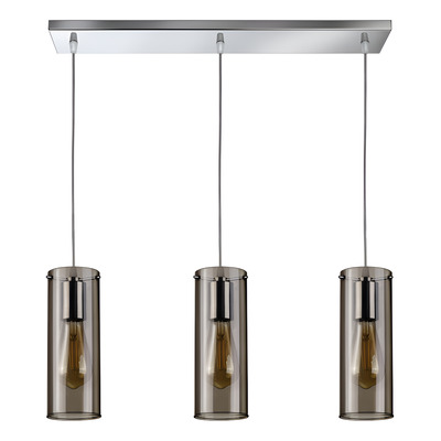Colgante 3 Luces Cromo Deco Apto Led Cilindro Fume Ld