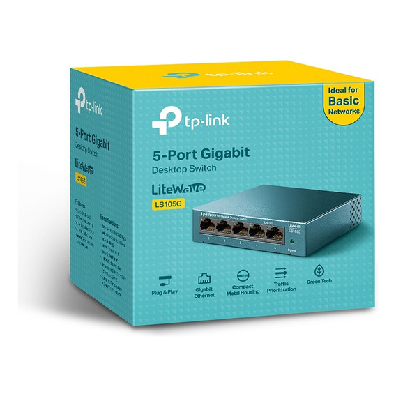 Ls105g Switch De Metal 5-puertos Gigabit 10/100/1000mbps 