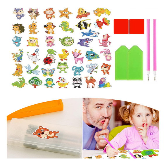 Kit 46 Juego  Pintura De Diamantes 5d De Niño Animal Océano