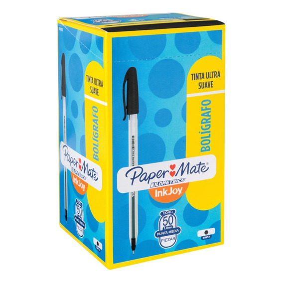 Pack 50 Bolígrafos Paper Mate Kilométrico 100st Color Negro Color del exterior Transparente