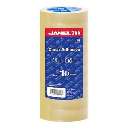 10 Cinta Adhesiva Janel Transparente 18mmx65m Rollo Grande