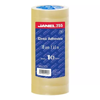 10 Cinta Adhesiva Janel Transparente 18mmx65m Rollo Grande