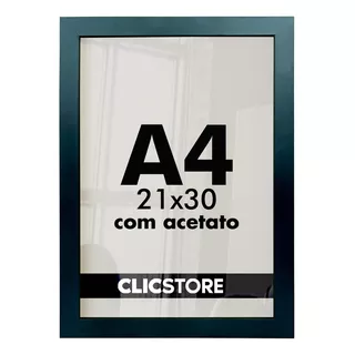 Kit 10 Molduras Para Quadro A4 21x30 Certificado Com Acetato Cor Preto