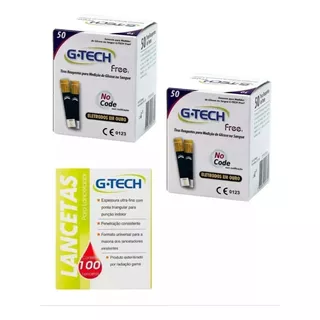 Tiras Teste Glicemia  Gtech Free 100 Uni. + Lancetas