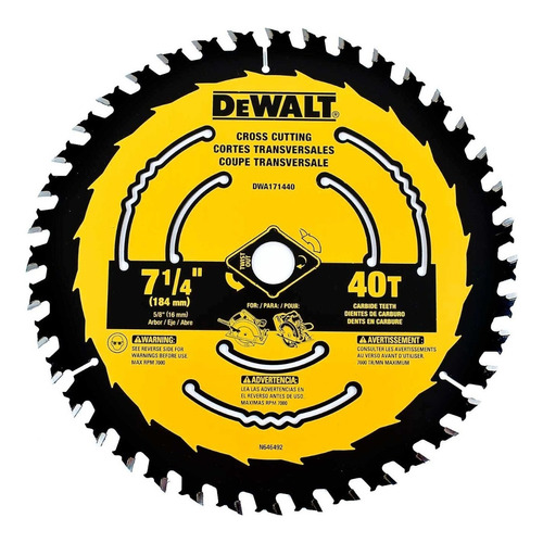 Disco De Sierra Circular Dewalt Dwa171440 Para Madera Color Negro con amarillo