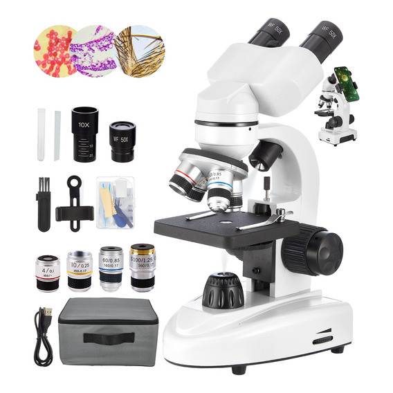 Kit De Microscopio Binocular Profesional 1200x Con Soporte