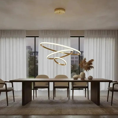 Lampara Colgante Triple Aro Led Cct Dorado Ldf41072-d  Dorado