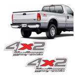 Adesivo 4x2 Max Power Ford F-250 Emblema Lateral Prata - Par