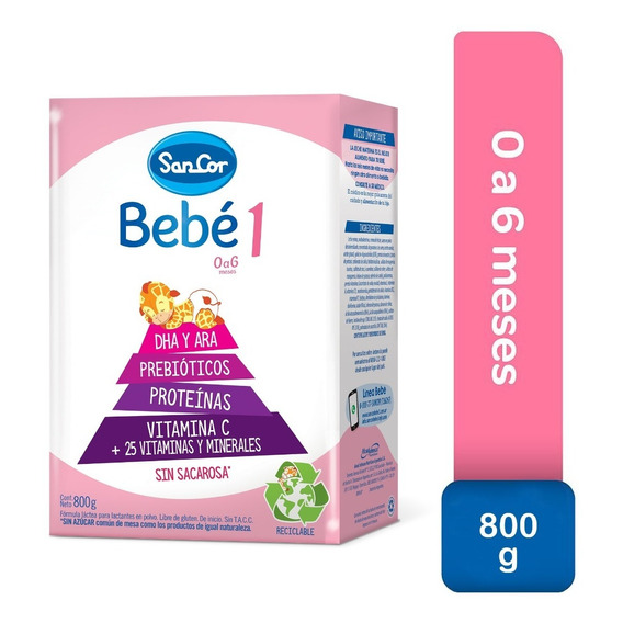 Leche Sancor Bebé 1 (0 A 6m) Polvo 800g (máx 12 Cajas)