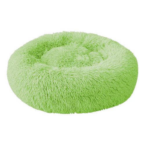 Cama Cucha Puff Redondo 50cm De Felpa P/ Mascotas Perro Gato Color Verde Claro