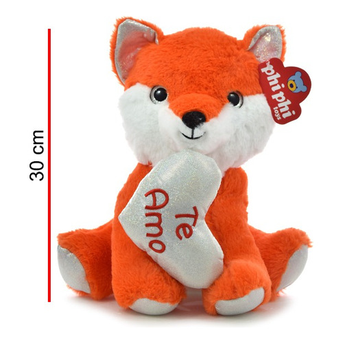 Peluche Zorro Con Corazón Te Amo 30cm - Phi Phi Toys