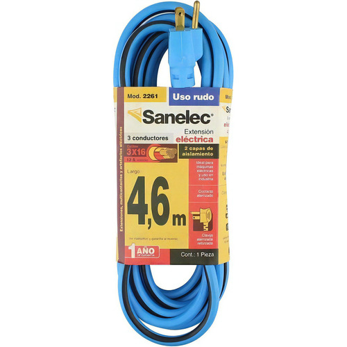 Extensión Uso Rudo Reforzada 3x16 Awg 4,6m - 2261 Sanelec