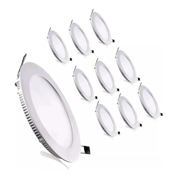 Panel Led Incrustar 12w Luz Blanca Kit Por 10 Unidades.