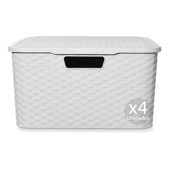 Caja Organizadora Simil Rattan Grande Xl Pack X 4 Premium