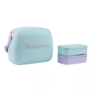 Bolsa Térmica Cooler Bag 6l Polarbox C/ 2 Tupperwares Alça Cor Azul-celeste