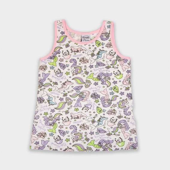 Musculosa Estampado Sirenas - Jersey Elastano Nena Grisino