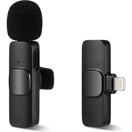 Microfono Inalámbrico Solapero Celular Tipo C Y Para iPhone Color Negro