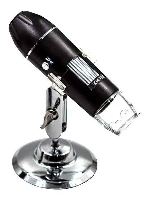 Microscópio Zoom 1600x Cam 2.0 Mp Profissional Digital Usb Cor Preto