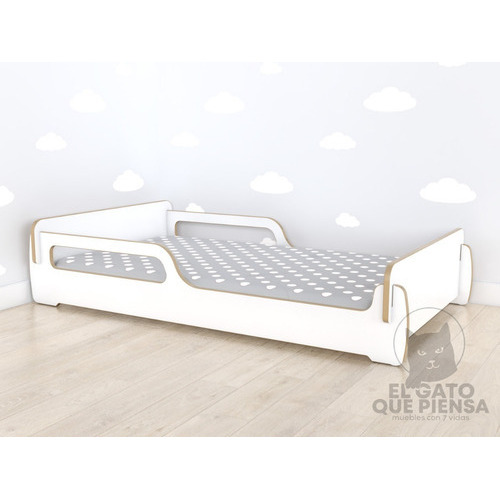 Cama Montessori De Transición Infantil 1,40 X 0,80 Blanca Blanco