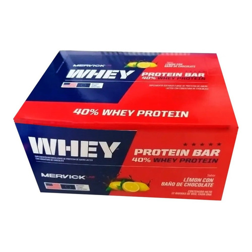 Suplemento en barra MervickLab  Whey Protein Bar carbohidratos sabor limón en caja de 780g 12 un