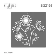 Mil Artes - Stencil Flores 30 X 30cm - Sgz198