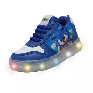 Tenis Infantil Luces Led Impacto 15/17 Sonic Tema Rey Niños