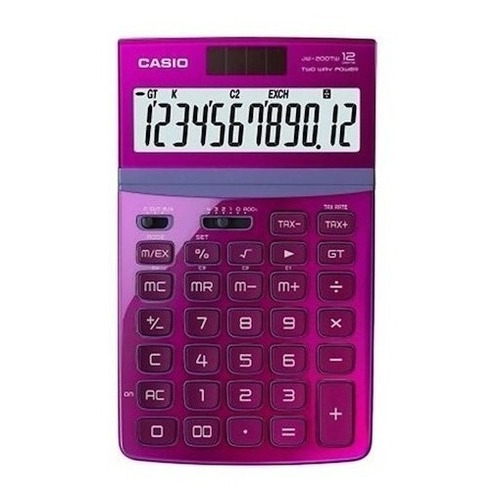 Calculadora De Escritorio Casio Jw 200 Tw Visor Inclinable Color Fucsia